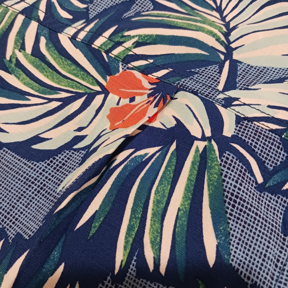 Tommy Bahama Marina Blooms Hawaiiam Shirt Madras Blue - Picture 6 of 8